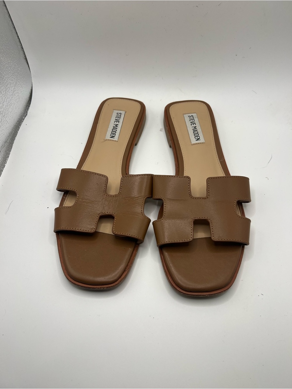 Steve Madden Brown Cutout Slide Sandals
